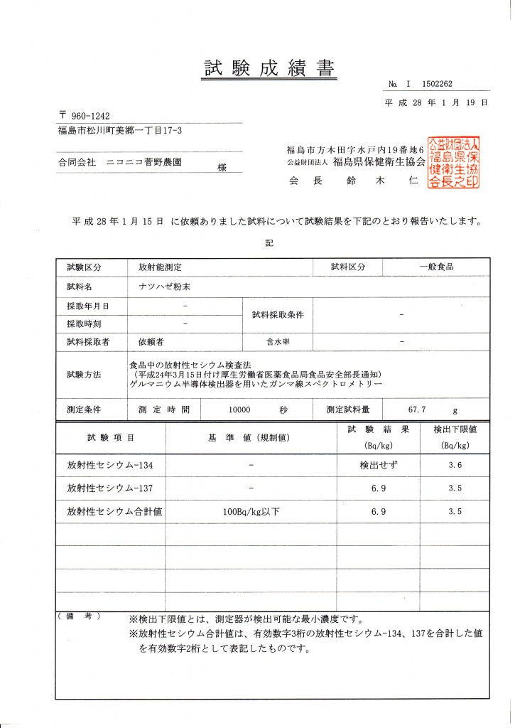 ２７セシウム検査